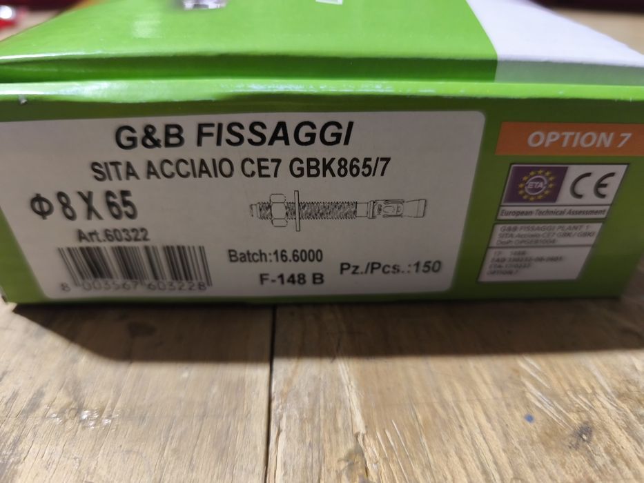 Kotwa stalowa do betonu 8x65mm