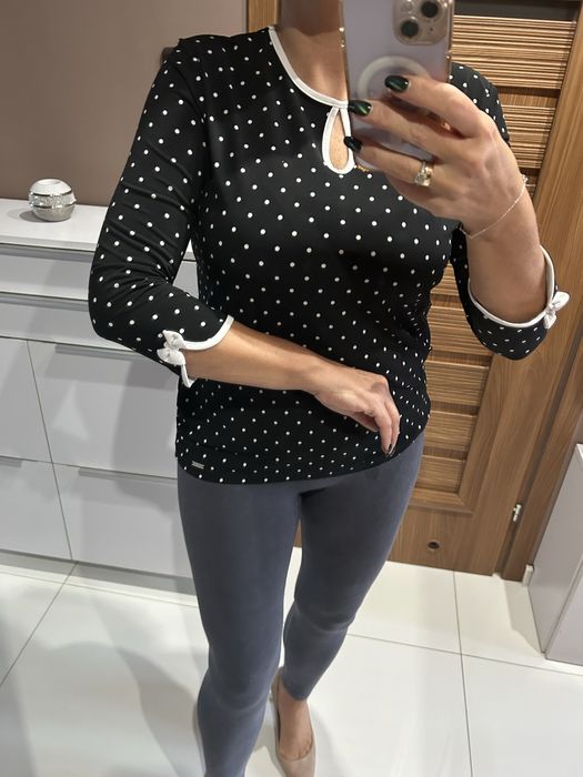 Czarna  bluzeczka w kropki Mohito M/L