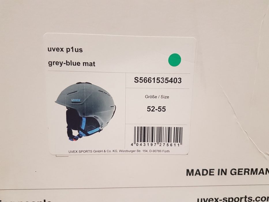 NOWY Kask Narciarski Snowboard Uvex P1us 2.0 Grey Blue Mat rozm.52-55