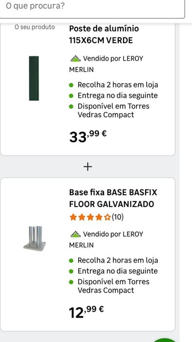 Postes de Vedação 4 + 4 Bases