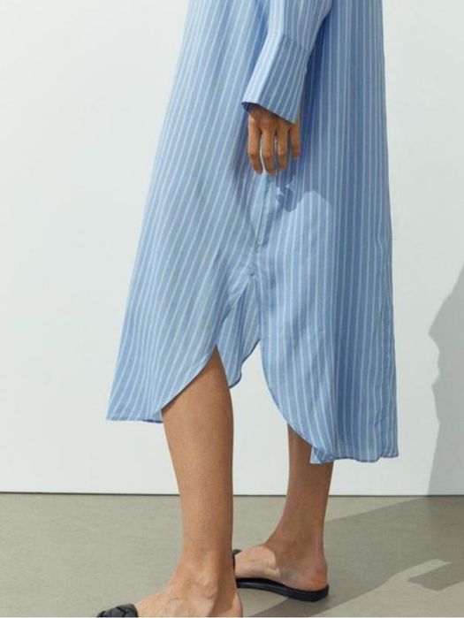 Длинное натуральное платье-рубашка H&M