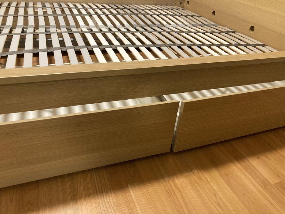 Cama IKEA MALM 160x200 + 4 caixas de arrumacao e estrado LONSET