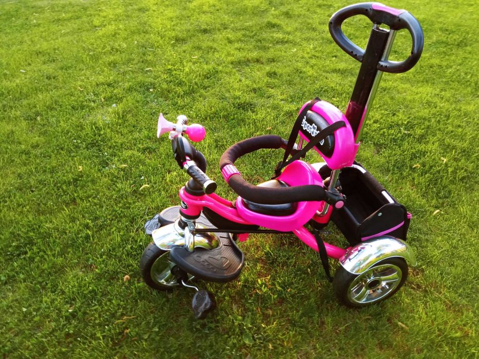 Rowerek trójkołowy z prowadzeniem - funkcja spacerówki