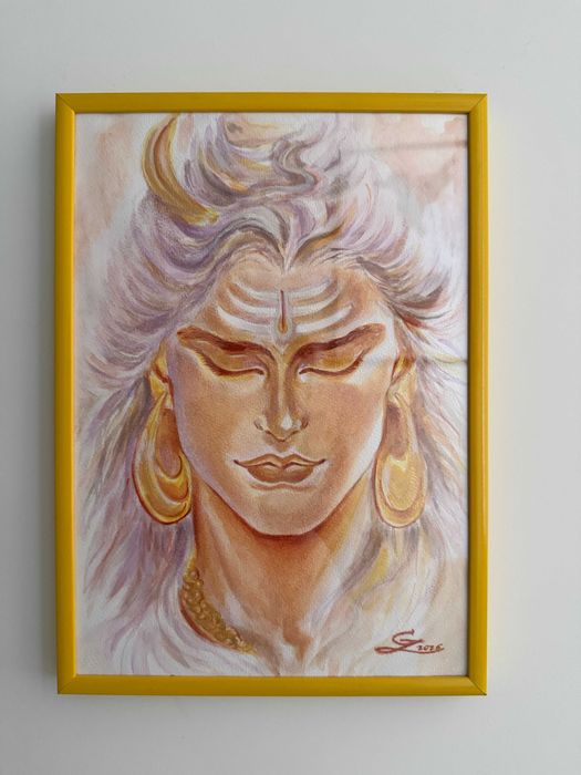 Rysunek akwarelą. Lord Shiva. Śiwa