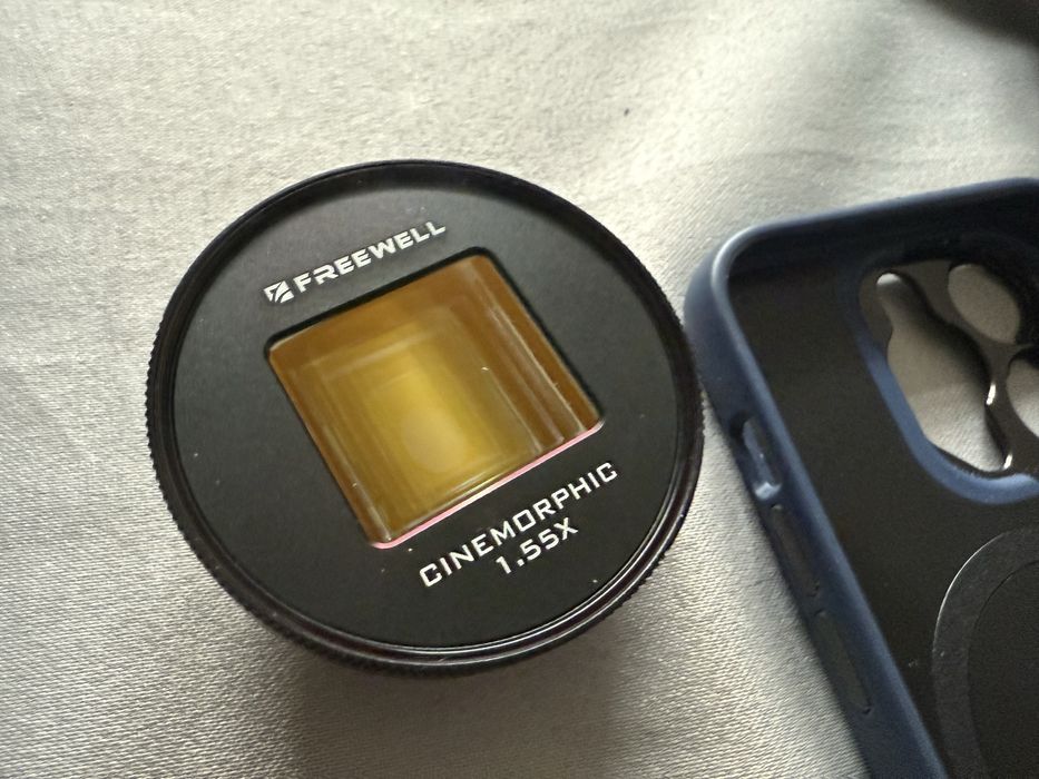 Obiektyw anamorficzny zloty sherpa + budowa do iphone 14 pro