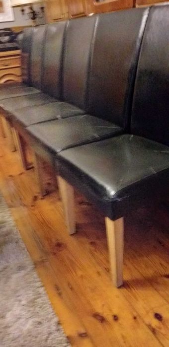 6 krzeseł z obiciem skóropodobnym, do renowacji