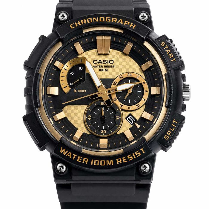 Zegarek Casio MCW-200H-9AV Chronograph 100M czarno-złoty + pudełko