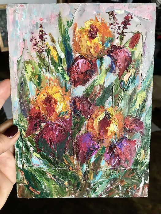 Картина Натюрморт для кухни Маки Ирисы Чайник Гитара Гортензия