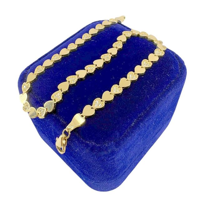 Piękna złota bransoletka serca 4,41G 585 DŁ.19CM