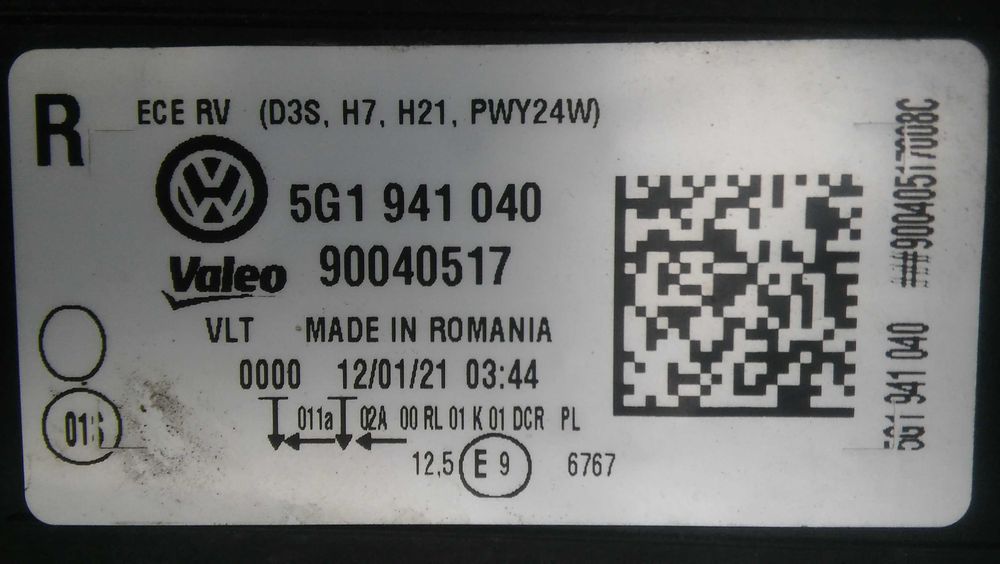 VW Golf 7,VII,5G0,od 13r,lampy przód,Xenon,Lewa+Prawa,039,040,oryginał