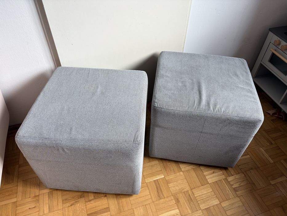 2 szare pufy /podnóżki