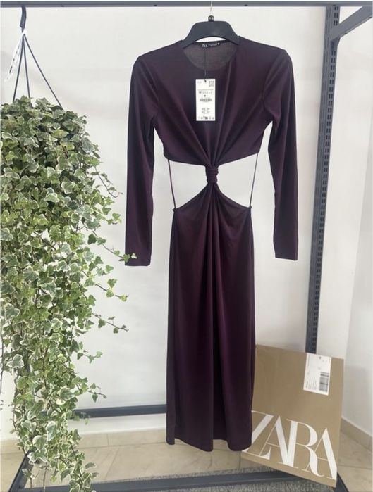 Сукня плаття з вирізами бургунді спідниця юбка топ zara