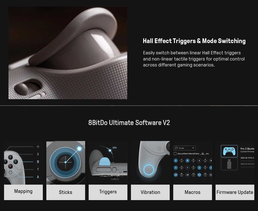 Геймпад 8BitDo Pro 3 для Windows/Android/Switch 1/2 TMR джойстик