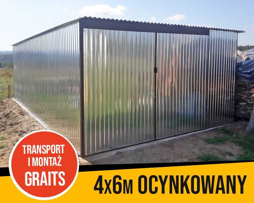 Garaż blaszany 4x6 ocynkowany I gatunek transport i montaż gratis