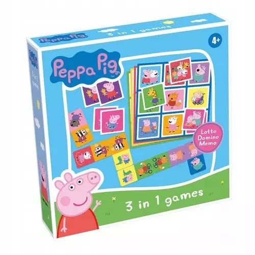 Gra planszowa Świnka Peppa. Gra 3w1 Lotto-Domino-Memo Tactic Games. Tactic. Nowy Produkt