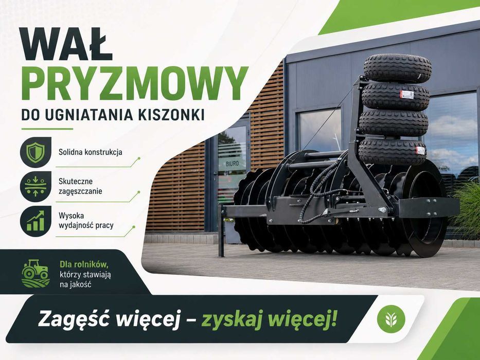 Wał Pryzmowy Do Ugniatania Pryzmy Kukurydzy, Trawy lub Sianokiszonki Metal-Technik Z Dociskiem Bocznym * Dostawa cała Polska * Finansowanie