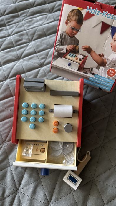 Дерев’яний касовий апарат іграшковий набір “Маленький продавець”