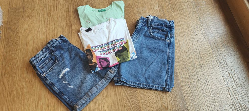 2 Conjuntos  - Calções Ganga + T-shirt's - 11 Anos
