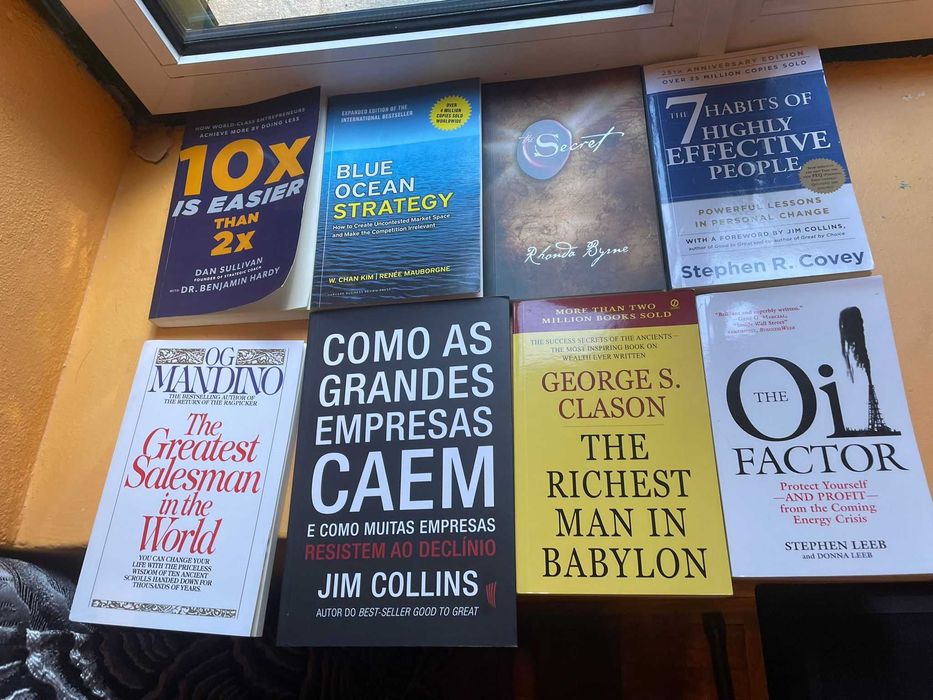 Livros de variados temas: finanças, empresas, vendas