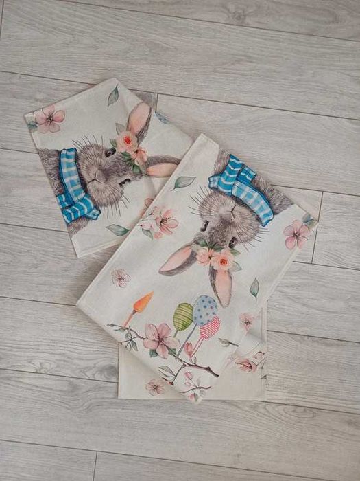 Wielkanocny bieżnik z królikiem, 33x180cm