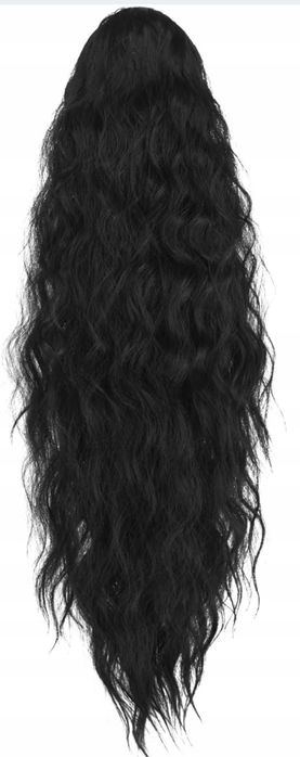 Feshfen Doczepiany kucyk włosy syntetyczne, falowane, czarne 26"