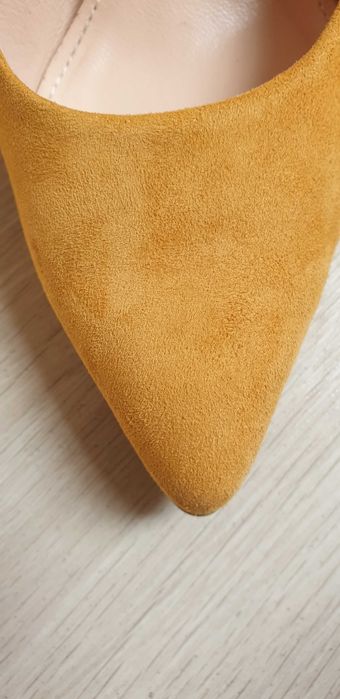 Czółenka szpilki skóra żółte Wojas rozmiar 37