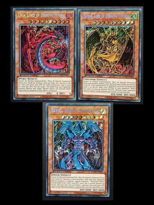 Yu-Gi-Oh! 1.ª Edição 'Sacred Beasts Bundle' (3 Secret Rares) - SGX3-G01/G02/G03 - Uria, Hamon & Raviel - Cartas de 2020