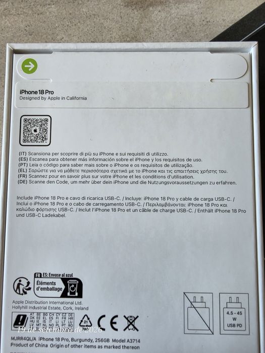 Iphone 18 pro  256Gb bordeaux selado