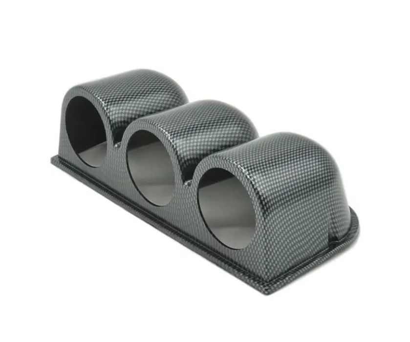Suporte 3 manometros 52mm - Preto Carbono
