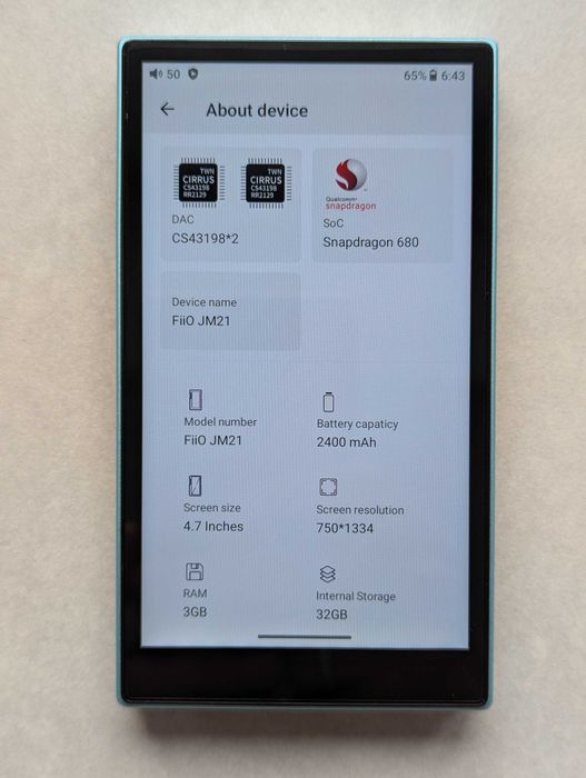 Аудіоплеєр FiiO JM21 3/32 гб sky blue, блакитний