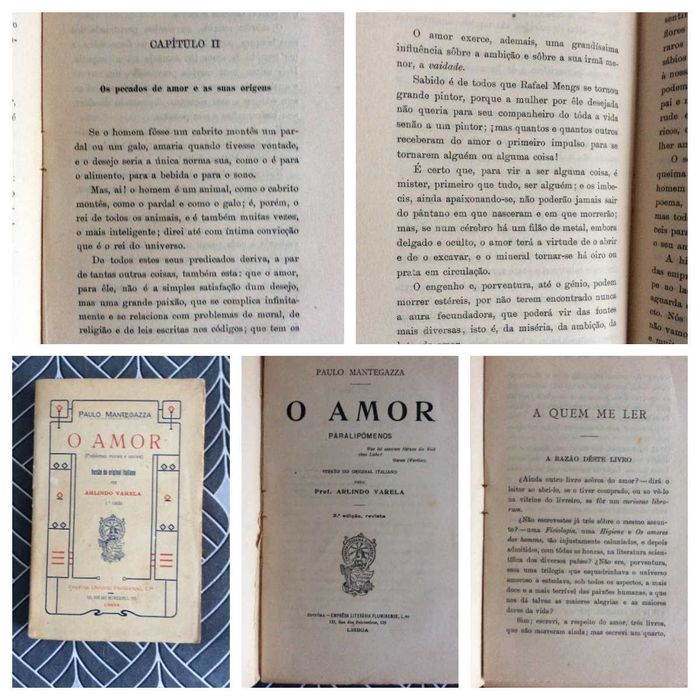 MANTEGAZZA. (Paolo) - O AMOR. [3.ª EDIÇÃO] Paralipómenos.
