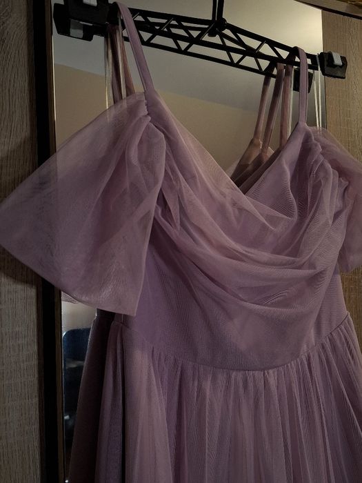 Liliowa długa sukienka na 18stke, bal, studniówkę