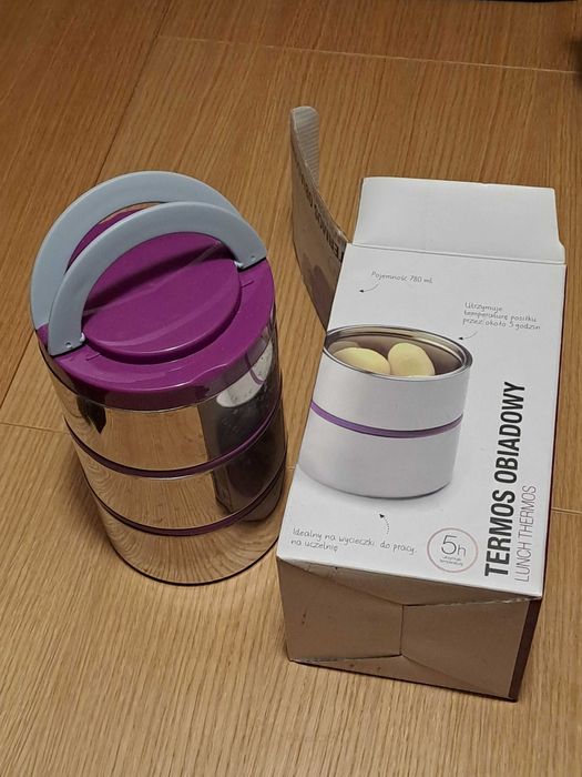 Termos obiadowy SMUKEE, 3 pojemniki, utrzymuje temp ~5h, 780ml