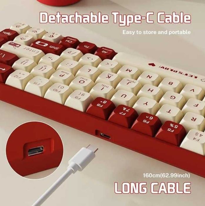 Клавіатура AJAZZ AK680 White-Red Ігрова Дротова Механічна, RGB, Red Switch