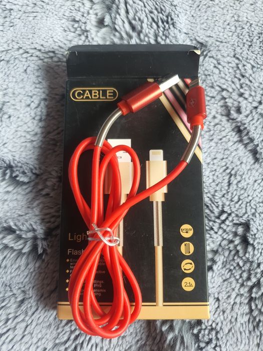 Kabel do telefonu Iphone lighting mocny czerwony