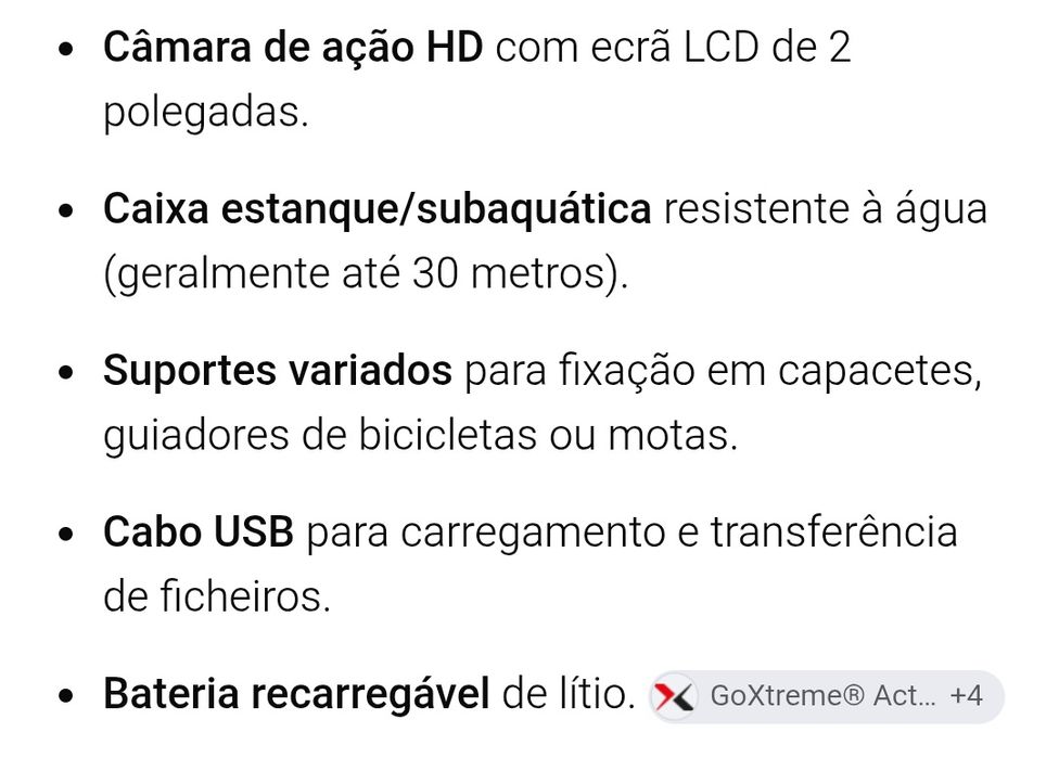 Câmara go pro grudig nova à prova de água