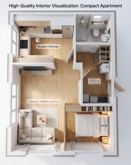 Mieszkanie 34,6m² przy Dworcu Głównym | Potencjał na 2 pokoje | Wysokie 1. piętro I Inwestycyjne - Widok 5