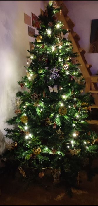 Árvore de Natal com pinhas fixas
