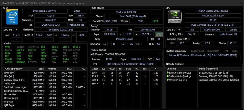 Stacja Graficzna 3D • 2x Xeon E5-2697 v3 • 64GB RAM • ASUS Z10PE-D8 WS