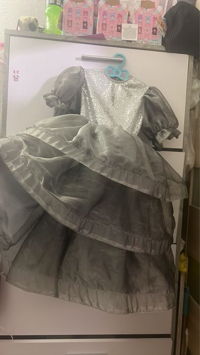 Костюм зайчика або песика, сіре пишне плаття 104-110 (3-6 років)