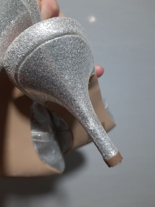 Срібні слінгбеки босоніжки на зручних підборах 7 см Sko's 40