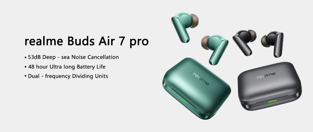 Наушники Realme Buds Air 7 PRO LHDC 5.0 Bluetooth 5.4 шикарный бас