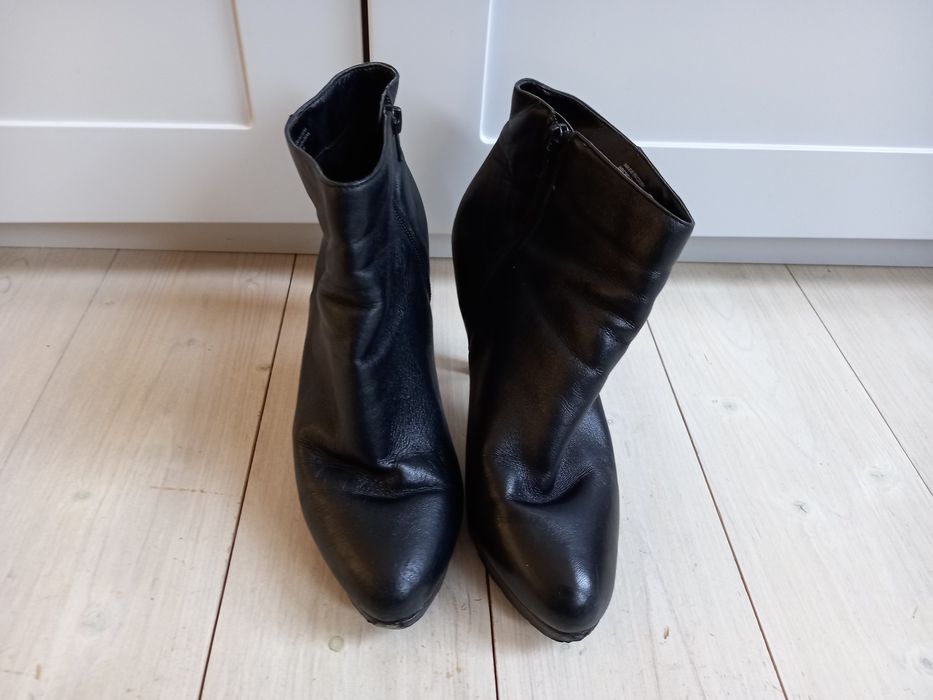 Czarne botki buty Aldo 39 wysoki obcas skórzane