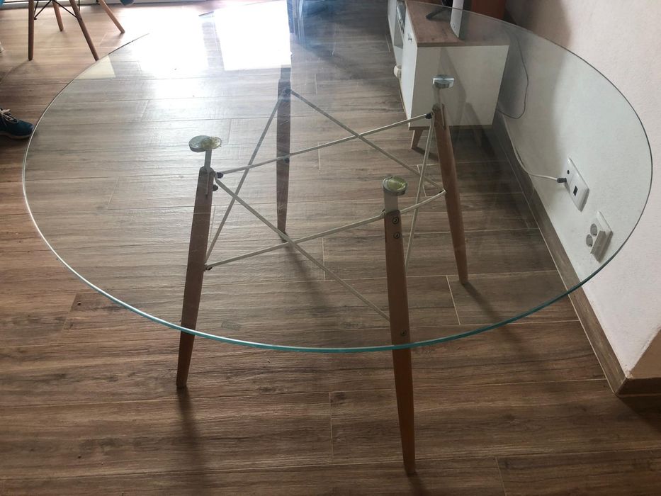 Mesa em vidro 120cm estilo nórdico