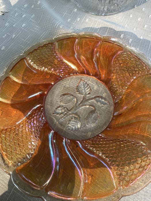 Patera duża Carnival Glass, agrest Huta Zawiercie; 3391