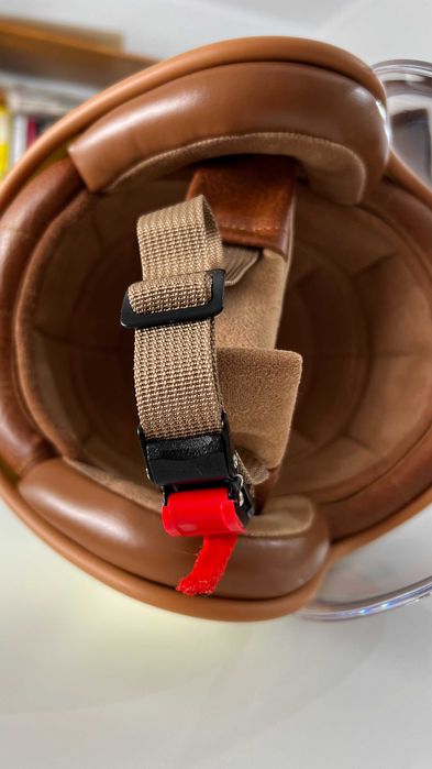 Capacete open-face, branco, tamanho L, viseira bolha transparente