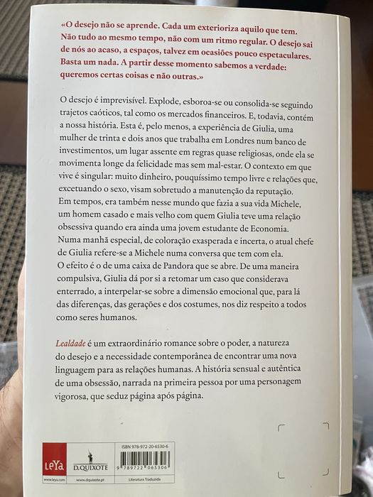 Livro "Lealdade" - Letizia Pezzali (Ed. Dom Quixote)