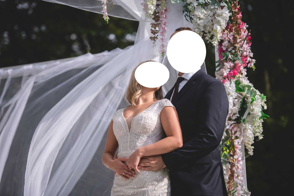 Lanesta Yavanna dla Panny Młodej 160 cm IVORY zdobiona koralikami