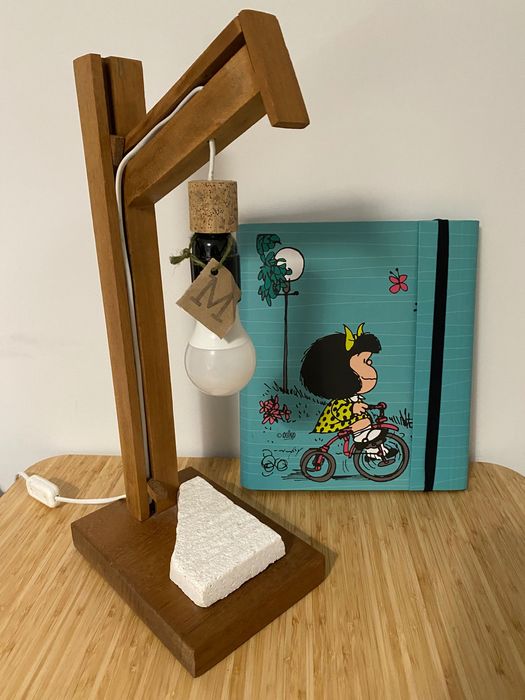 Luminaria rústica madeira de mesa