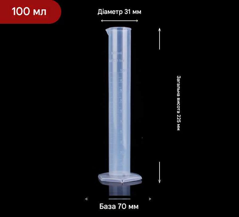 НАЙКРАЩА ПРОПОЗИЦІЯ! Мірний лабораторний циліндр  | 25–250 мл